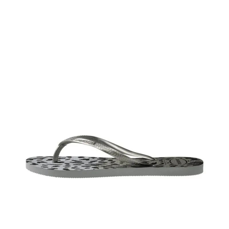 Havaianas Slim Animals Rubber Sole Abrasion-Resistant Flip Flops Women's Gray Black-0