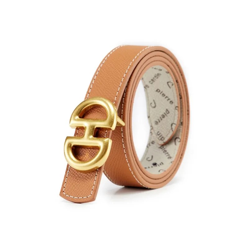 PIERRE CARDIN Cow Leather Belts Women's Yellow Brown 2.4cm-2