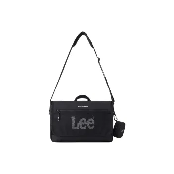 Lee Polyester Messenger Bag, Crossbody, One Shoulder Handbag Large Size Men's Black