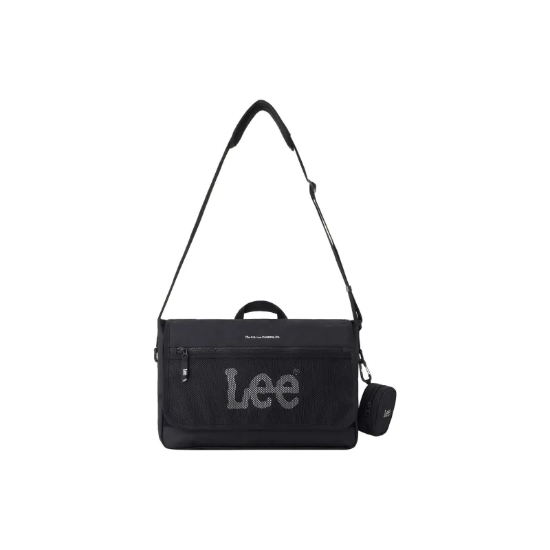 Lee Polyester Messenger Bag, Crossbody, One Shoulder Handbag Tubas Men's Black-0