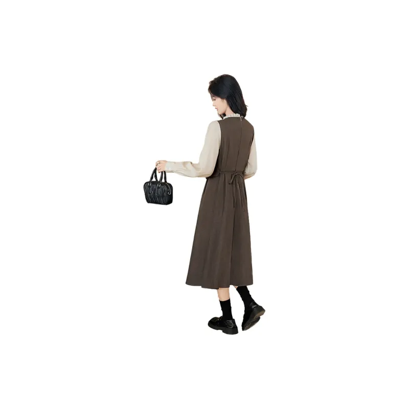 Cypress House Long Sleeved Dress Women's Dark Coffee-1