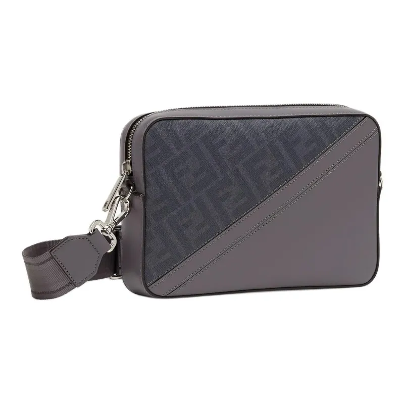 FENDI Calfskin Camera Bag, Shoulder Bag, Crossbody Bag Men's Gray-1
