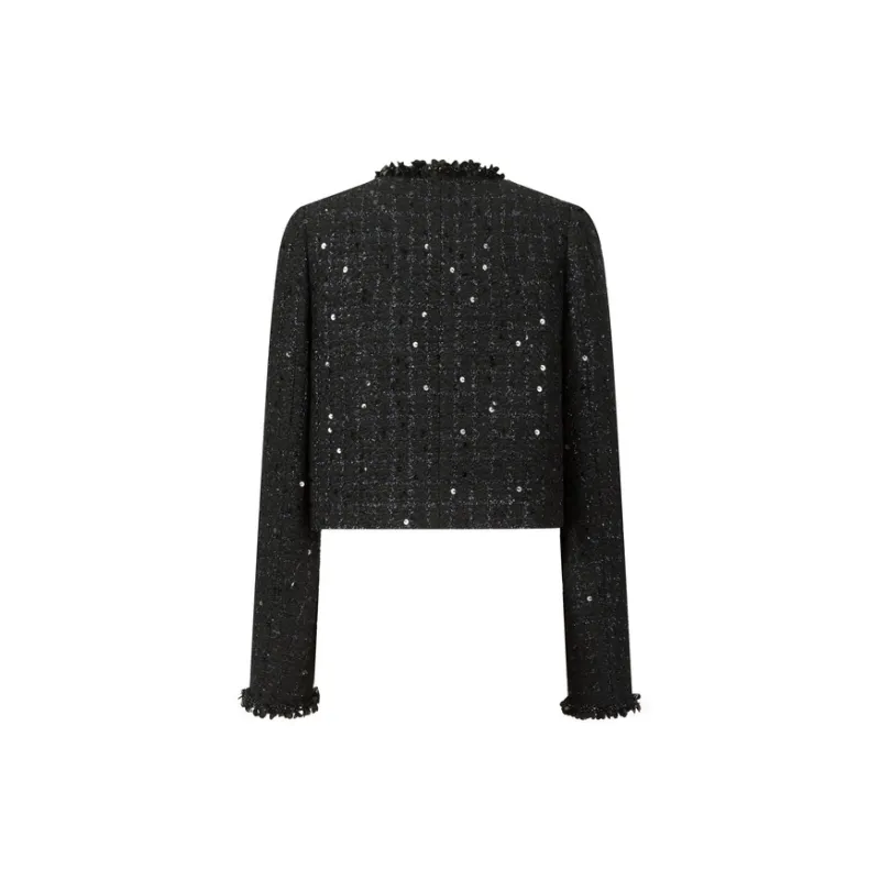 Three Quarters Cropped Coat Women's Black-1
