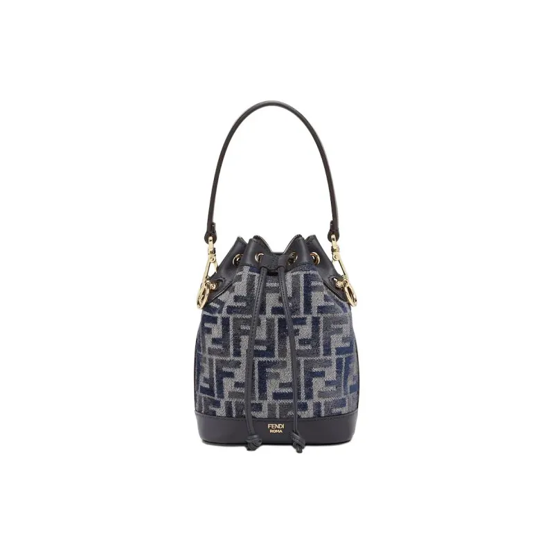 FENDI Cotton Bucket Bag, Shoulder Bag, Crossbody Bag, Handbag Mini Women's Blue-0