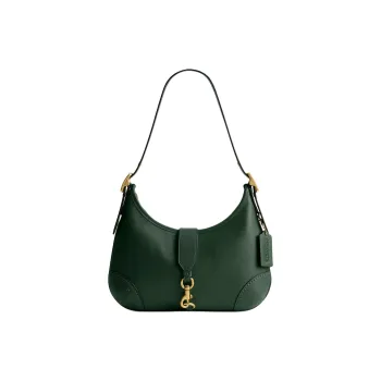 COACH Hamptons Glove Tanned Leather Crescent Bag, Handbag, Shoulder Bag Tubas Women's Hunter Green