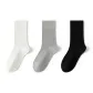 [Crew Socks 3 Pack]White+Light Gray+Black