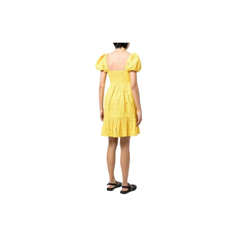 GANNI Broderie Anglaise Square Neck Mini Dress-2