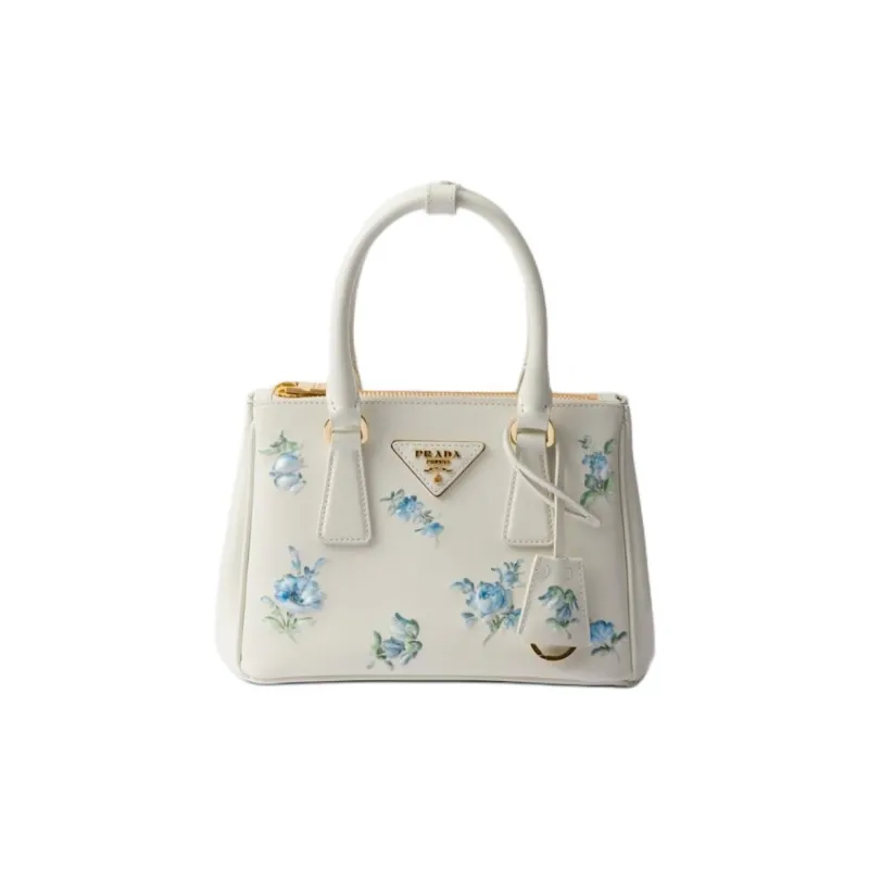 PRADA Galleria Killer Bag Shiny Leather Shoulder Bag Crossbody Bag Handbag Mini Women's White-0