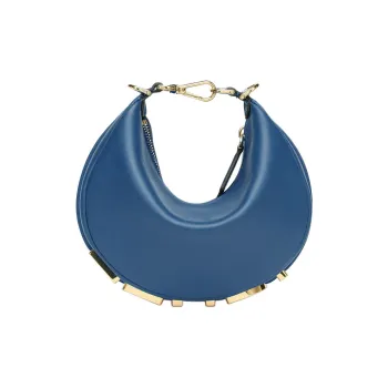 FENDI Calfskin Crescent Bag Wrist Bag Mini Women's Blue