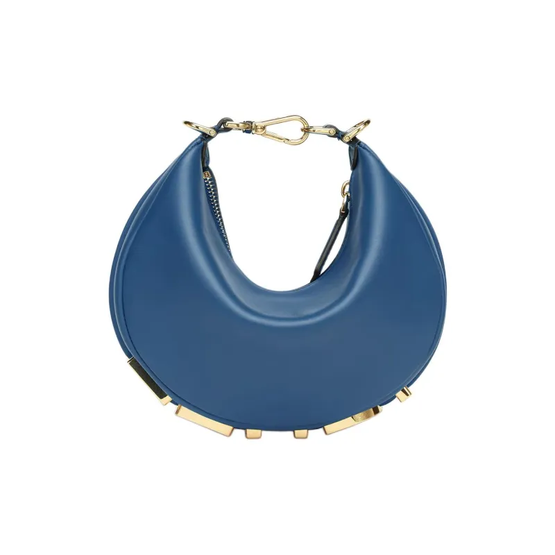 FENDI Calfskin Crescent Bag Wrist Bag Mini Women's Blue-0