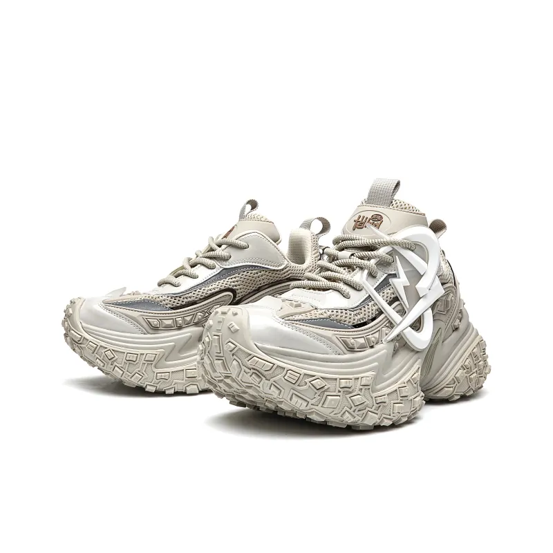 MVA Wear Resistant Low Top Chunky Sneakers Unisex Beige-4
