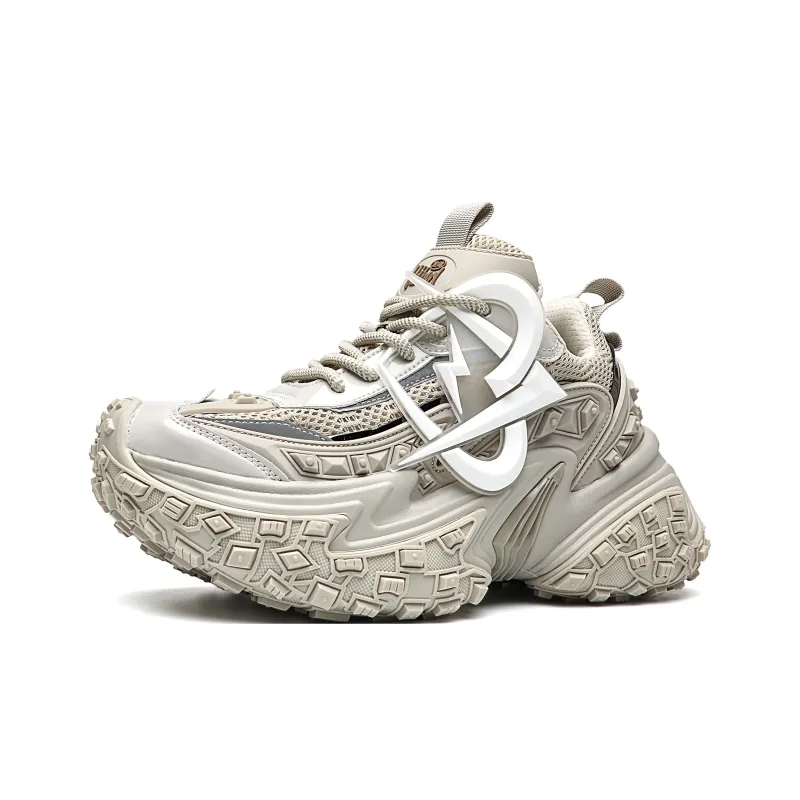 MVA Wear Resistant Low Top Chunky Sneakers Unisex Beige-3