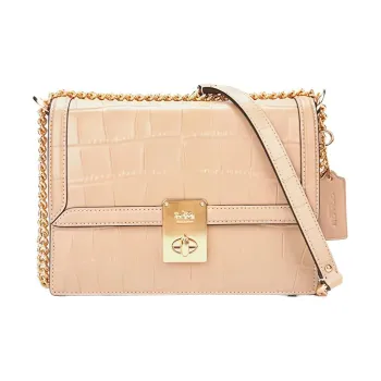 COACH Hutton Cow Leather Small Square Bag Handbag Shoulder Bag Small Size Women's Taupe