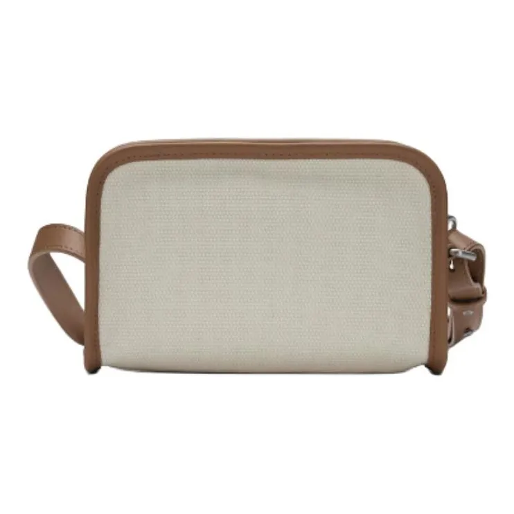LACOSTE Blended Material Shoulder Bag Crossbody Bag Small Size Unisex Ivory & Brown-3