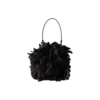 PRADA Satin Patent Leather Bucket Bag, Shoulder Bag, Crossbody Bag, Handbag Mini Women's Black