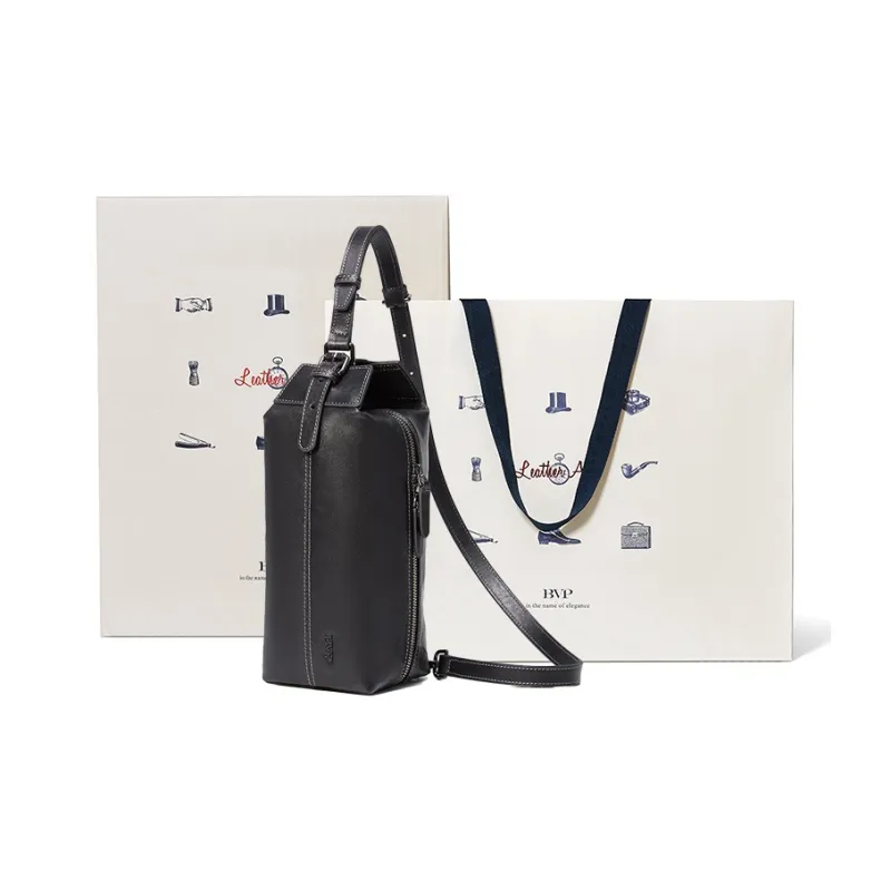 BVP Royal Vegetable Tanned Leather Sling Bag Regular Unisex Black-0