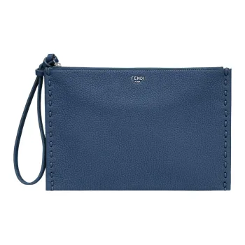 FENDI Peekaboo Calfskin Clutch Women's Blue