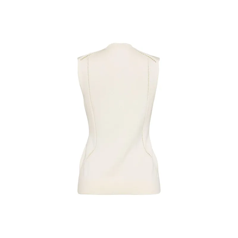 JIL SANDER Pointelle Wool cotton Blend Knitted Top-1