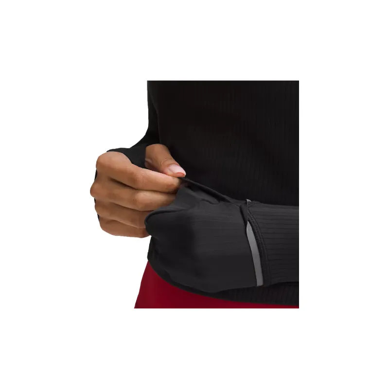 Lululemon It's Rulu Ribbed Cropped Half Zip Crop Tops Women's Black-4