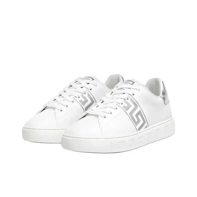VERSACE GRECA Low Top Skateboard Shoes Men's White-2
