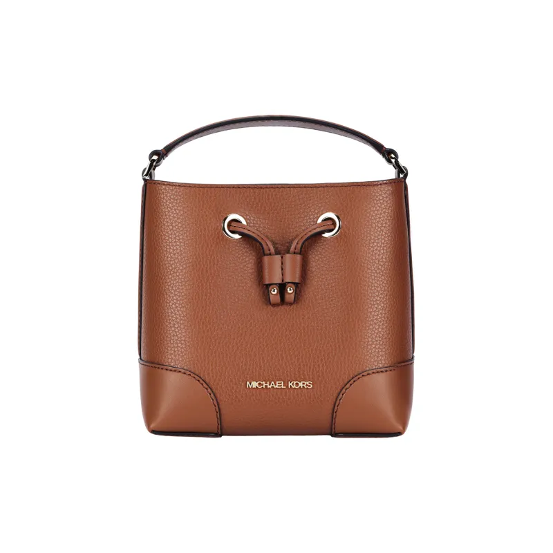 MICHAEL KORS Litchi Grain Leather Bucket Bag, Shoulder Bag, Crossbody Bag, Handbag Trumpets Women's Brown-2