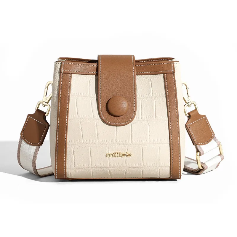 MILLIE'S Cow Leather With Synthetic Leather Shoulder Bag Regular Women's Ecru-2