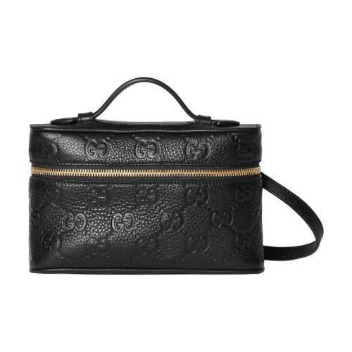 GUCCI Grained Leather Shoulder Bag Crossbody Bag Handbag Extra Mini Women's Black