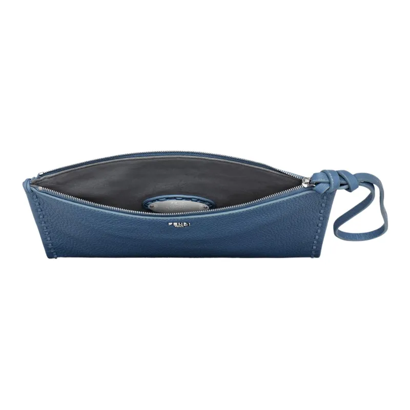 FENDI Peekaboo Calfskin Clutch Women's Blue-2