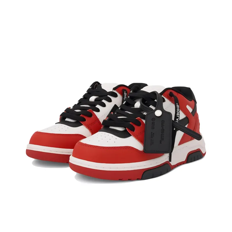OFF WHITE Low Top Skateboard Shoes Women's Red Black-2