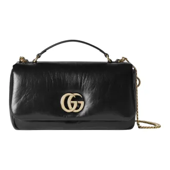 GUCCI Loose Leather Shoulder Bag Crossbody Bag Handbag Small Size Women's Black