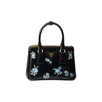 PRADA Galleria Killer Bag Shiny Leather Shoulder Bag Crossbody Bag Handbag Mini Women's Black