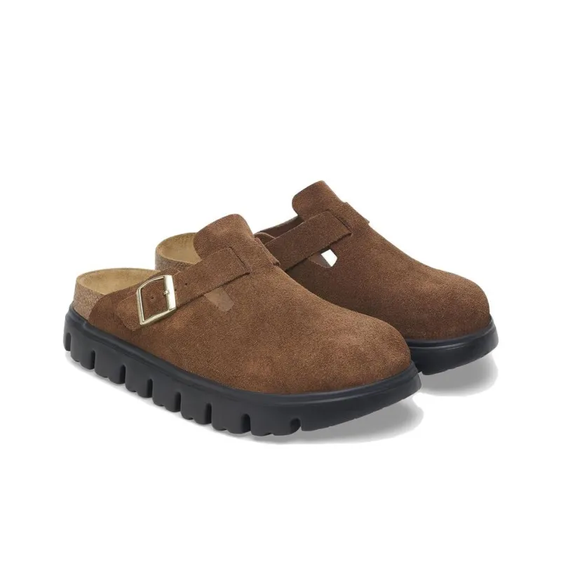 Birkenstock Boston Chunky Suede Dark Tea Black Narrow Women's-3