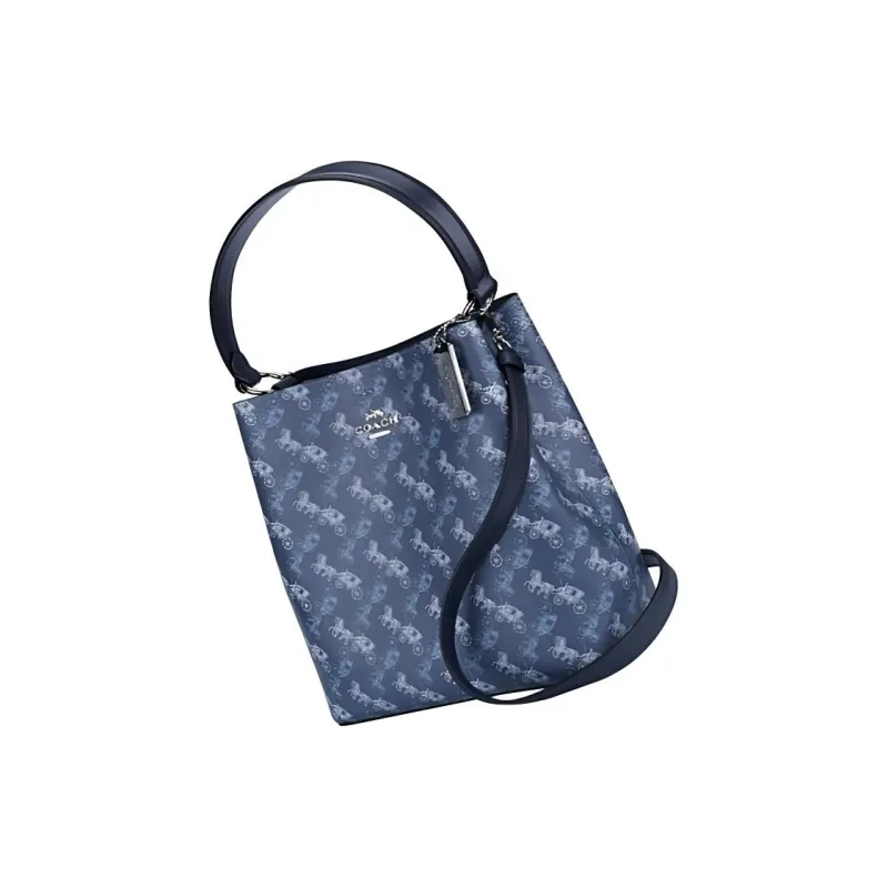 COACH Town Pebbled Leather Bucket Bags Shoulder Bag Crossbody Bag Handbag Medium Size Women's Blue-2