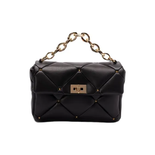 Valentino Lambskin Portable Crossbody Bag, Shoulder Bag Women's Black