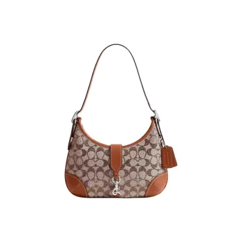 COACH Hamptons Leather Hobo Bag Handbag Shoulder Bag Large Size Women's Polished Amber