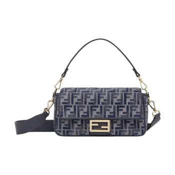 FENDI Baguette Calfskin Crossbody One Shoulder Handbags Women's Blue