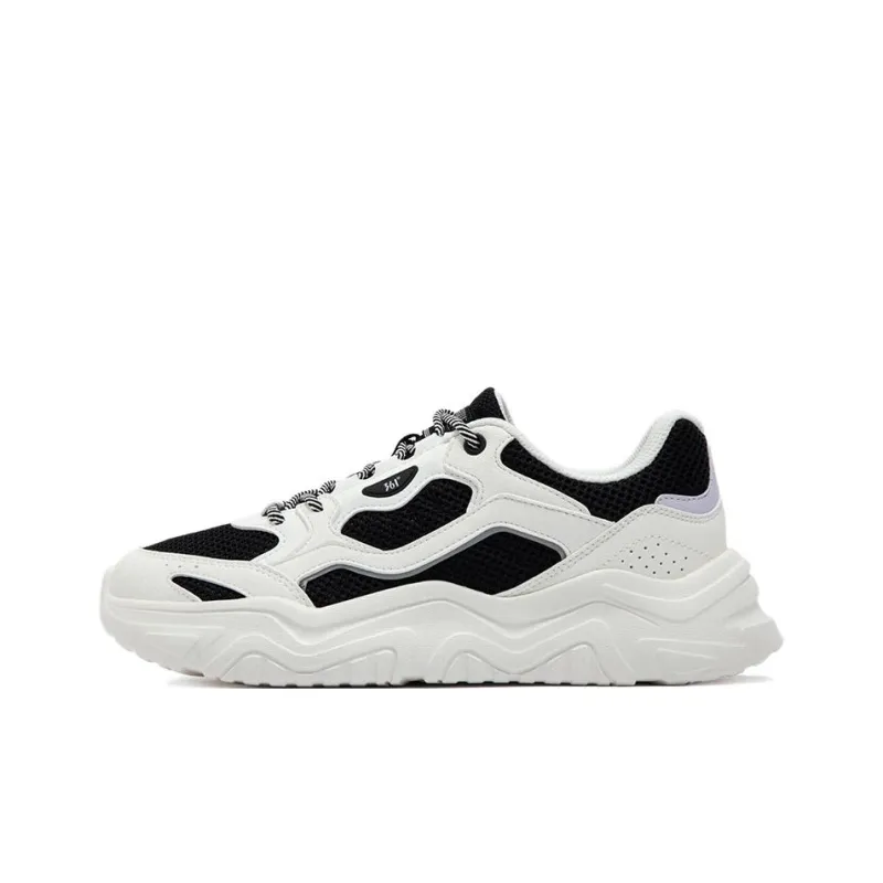 361° Anti Slip Wear Resistant Low Top Casual Shoes Women's White Black-0