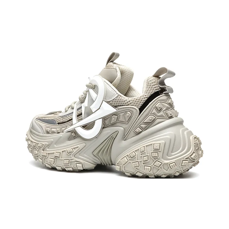 MVA Wear Resistant Low Top Chunky Sneakers Unisex Beige-2