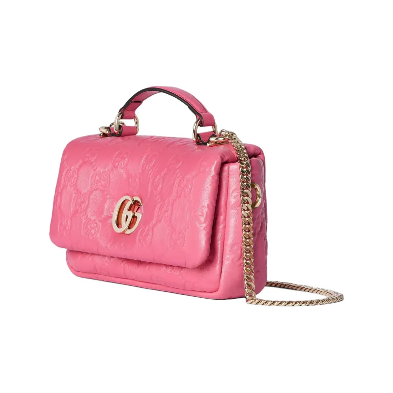 GUCCI Puffy Leather Crossbody One Shoulder Handbag Mini Women's Pink-1
