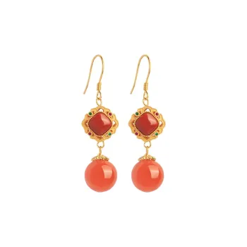 Xiaoyinjiang Agate Jade Earrings With Silver Hooks Women's