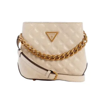 GUESS Artificial Leather Bucket Bags Crossbody Bag Shoulder Bag Small Size Women's Gray White