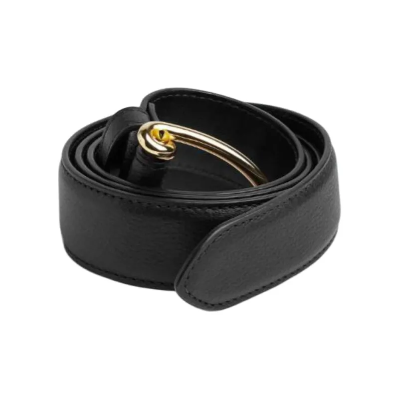 Bottega Veneta Calfskin Leather Belts Women's Black Width  3CM-1