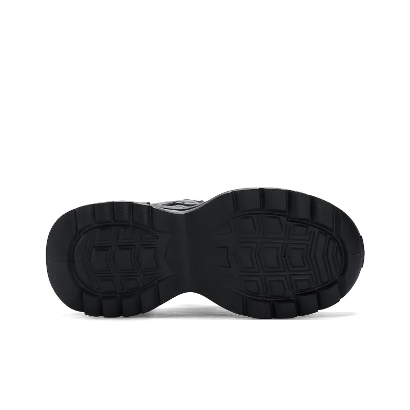 JEEP SPIRIT Anti-Slip Wear-Resistant Waterproof Breathable Height Increasing Low-Top Chunky Sneakers Men's Black-4