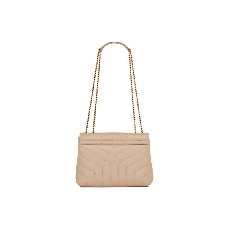 SAINT LAURENT Quilted Leather Crossbody Bag Small Size Women's Dark Beige-3