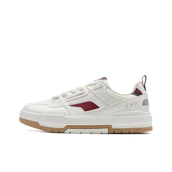 XTEP Anti Slip Wear Resistant Low Top Skateboard Shoes Men's White Red