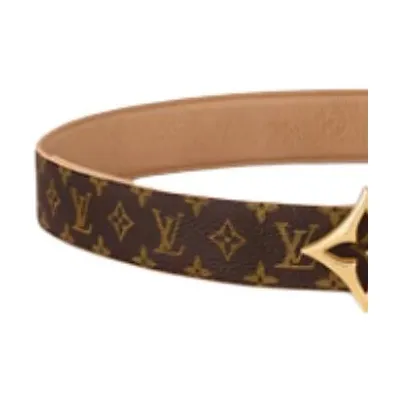 LOUIS VUITTON Canvas Leather Belts Women's Arizona Brown Width  3cm-2