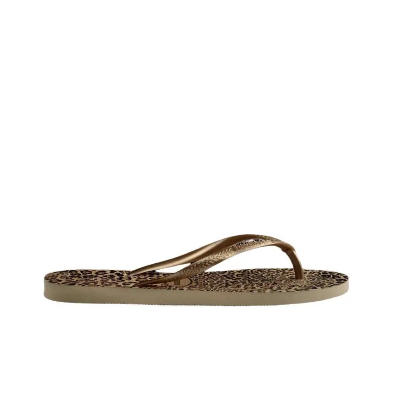 Havaianas Rubber Sole Abrasion-Resistant Flip Flops Women's Leopard Print-1