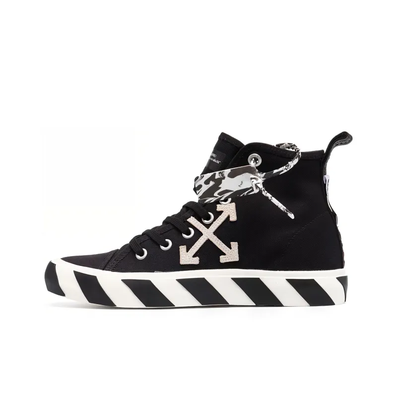 OFF WHITE Mid Top Vulcanized Canvas Sneaker 'Black White'-0