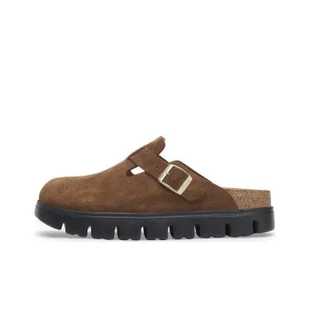 Birkenstock Boston Chunky Suede Dark Tea Black Narrow Women's