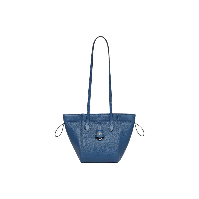 FENDI Calfskin Bucket Bag Handbag Shoulder Bag Mini Women's Blue-4